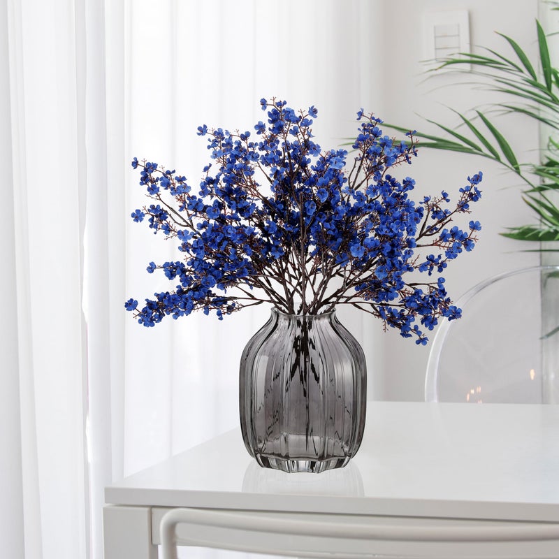JAKY Global JAKY-Global Real Babys Breath Artificial Flowers Dark Blue 6 Bundle Vase Filler European Fake Silk Plants Decor Dresser Wedding Party Decoration Bouquets DIY Home Garden - Image 3