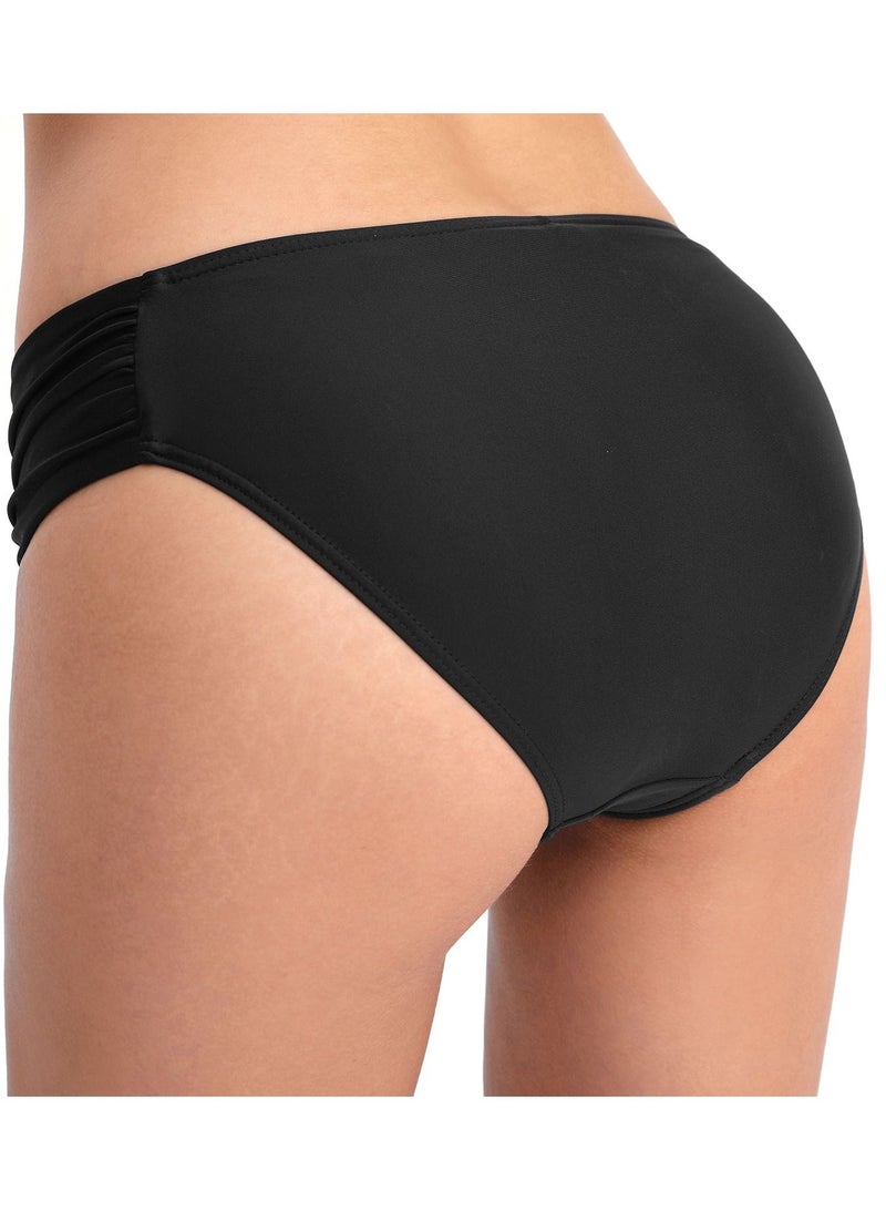 Loquat Solid Color Plunge Bikini Bottom Black  - Image 2