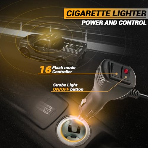 ELECHOI Amber/White Rooftop Magnetic Strobe Lights for Trucks, Emergency Beacon Warning Caution Light for Vehicles Car - Image 4
