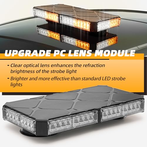 ELECHOI Amber/White Rooftop Magnetic Strobe Lights for Trucks, Emergency Beacon Warning Caution Light for Vehicles Car - Image 2