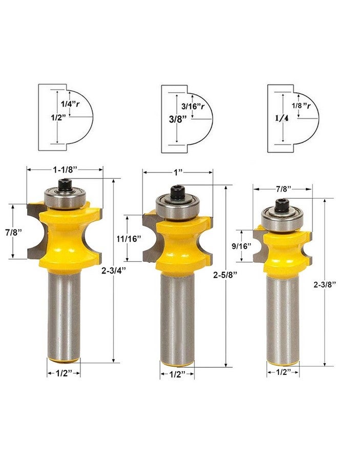 ياكاموز مجموعة بتات التوجيه ذات المحمل نصف الدائري من Yakamoz، 5 قطع، بقطر 1/2 بوصة، بتات قطع حواف مستديرة بطرف من الكربيد | نصف قطر 1/8 بوصة، 3/16 بوصة، 1/4 بوصة، 5/16 بوصة، 3/8 بوصة - Image 4