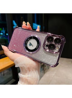 Generic Case Cover For iPhone 13 Pro Max 6D Electroplating Gradient Glitter Armor Magsafe Phone Case Purple 