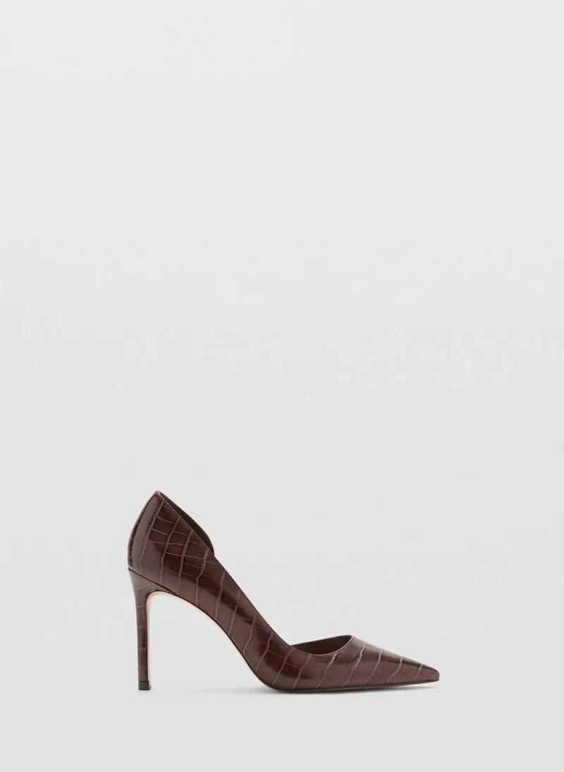 MANGO Asymmetrical croc-effect heeled shoes