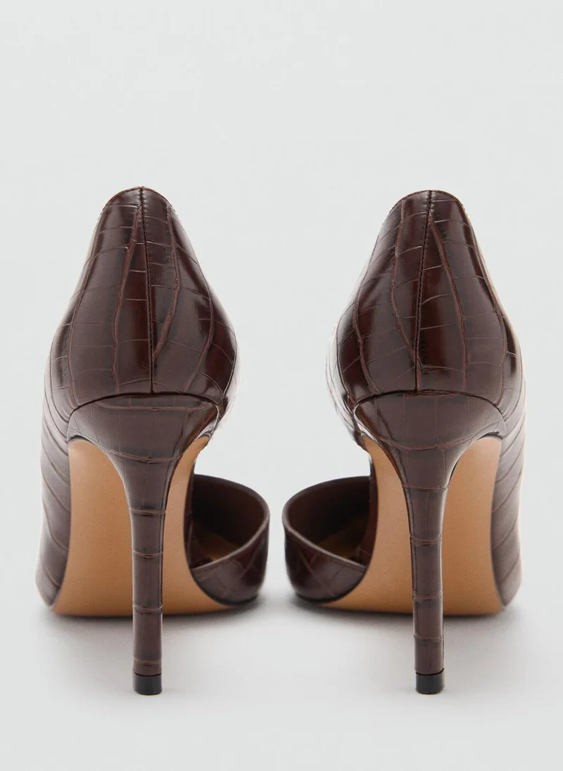 MANGO Asymmetrical croc-effect heeled shoes