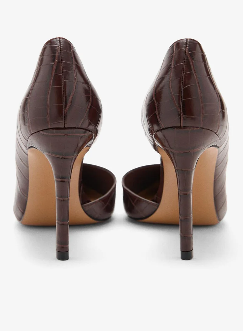 MANGO Asymmetrical croc-effect heeled shoes