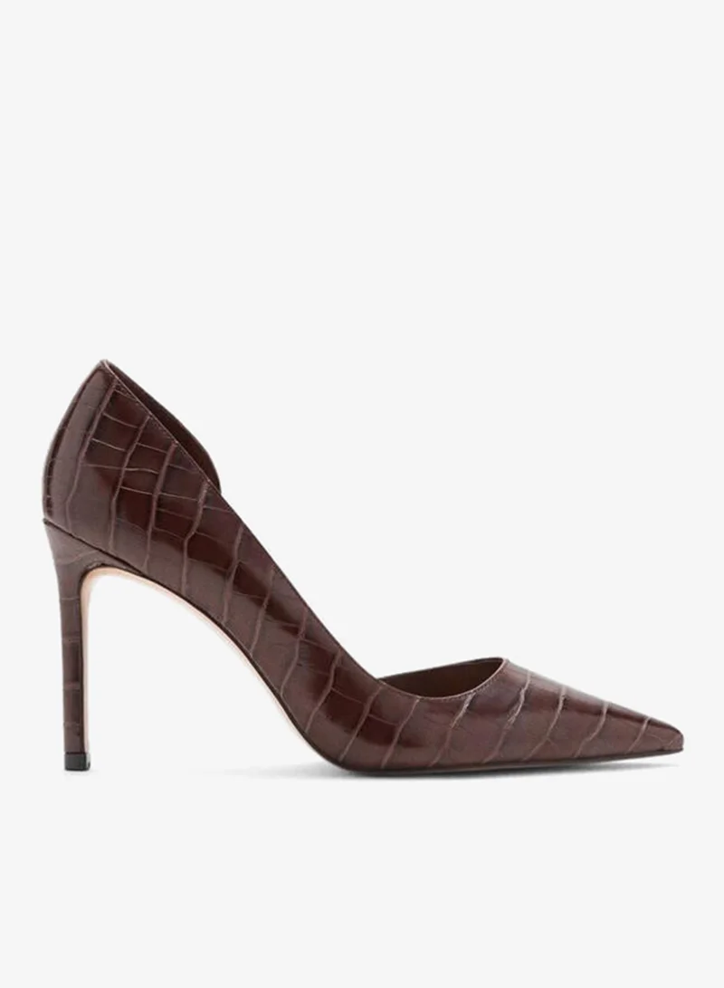 MANGO Asymmetrical croc-effect heeled shoes