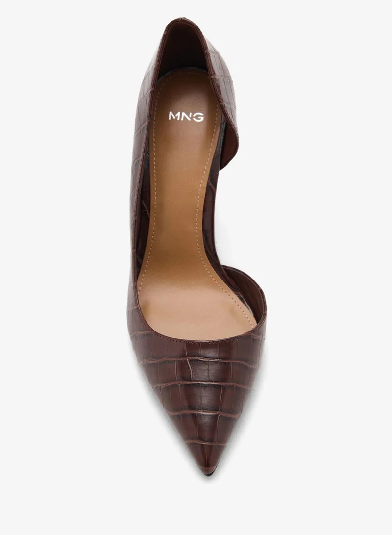 MANGO Asymmetrical croc-effect heeled shoes