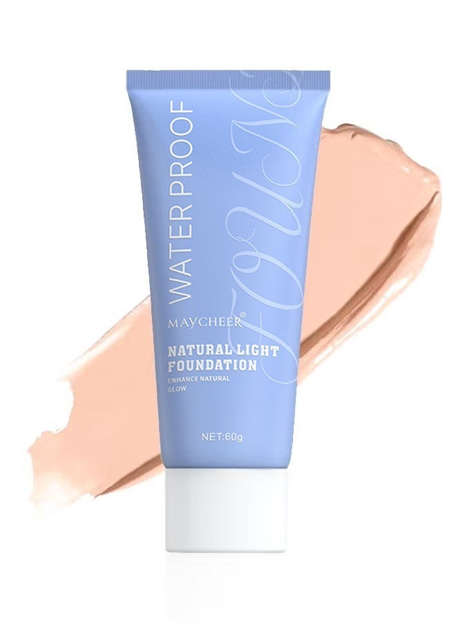 MAYCHEER WaterProof Natural Light Foundation, Long-lasting Oil Control Concealer - Beauty Cosmetics Facial Foundation Concealer for Travel Vacation Performance Dating (02# NATURAL BEIGE) - Image 1