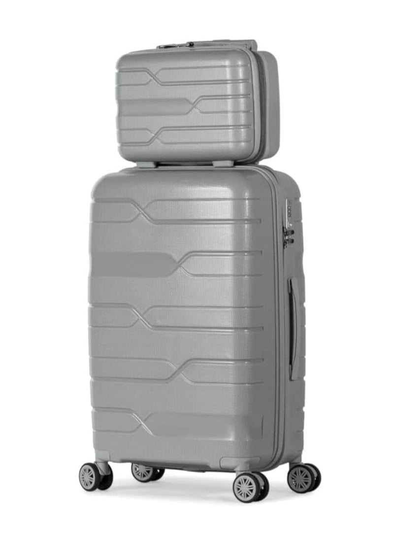Generic - 2-Piece Luggage Set with Spinner Wheels – Cabin Size – 8 Rotating Wheels & TSA Lock – Grey - Image 1