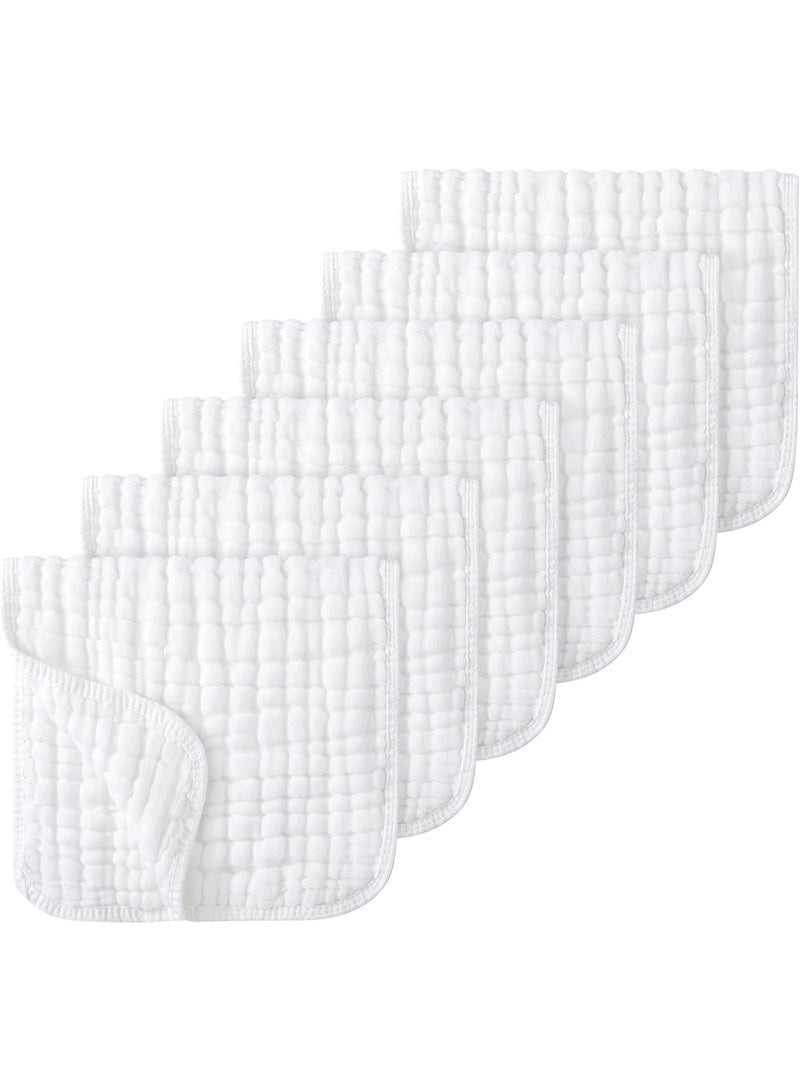 KISSUN Muslin Burp Cloths Baby Girl 6 Pack - 20" x 10" - Ultra Soft & Absorbent, 6-Layer 100% Cotton for Spit Up & Drool- Gentle Baby Burping Cloth, Newborn Essentials Shower Gift Girl, White - Image 1