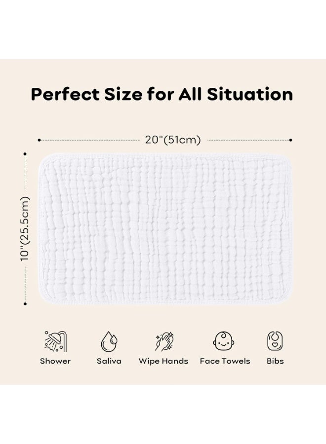 KISSUN Muslin Burp Cloths Baby Girl 6 Pack - 20" x 10" - Ultra Soft & Absorbent, 6-Layer 100% Cotton for Spit Up & Drool- Gentle Baby Burping Cloth, Newborn Essentials Shower Gift Girl, White - Image 3
