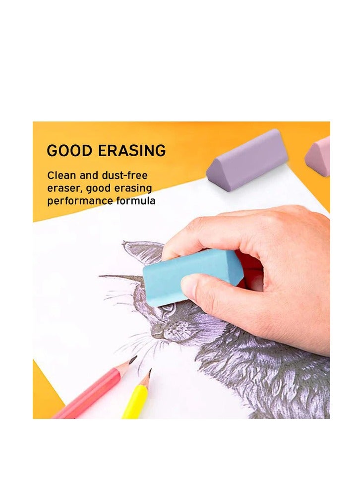DOMS 30-Piece Triangular Dust Free Erasers Assorted Colours - Image 2