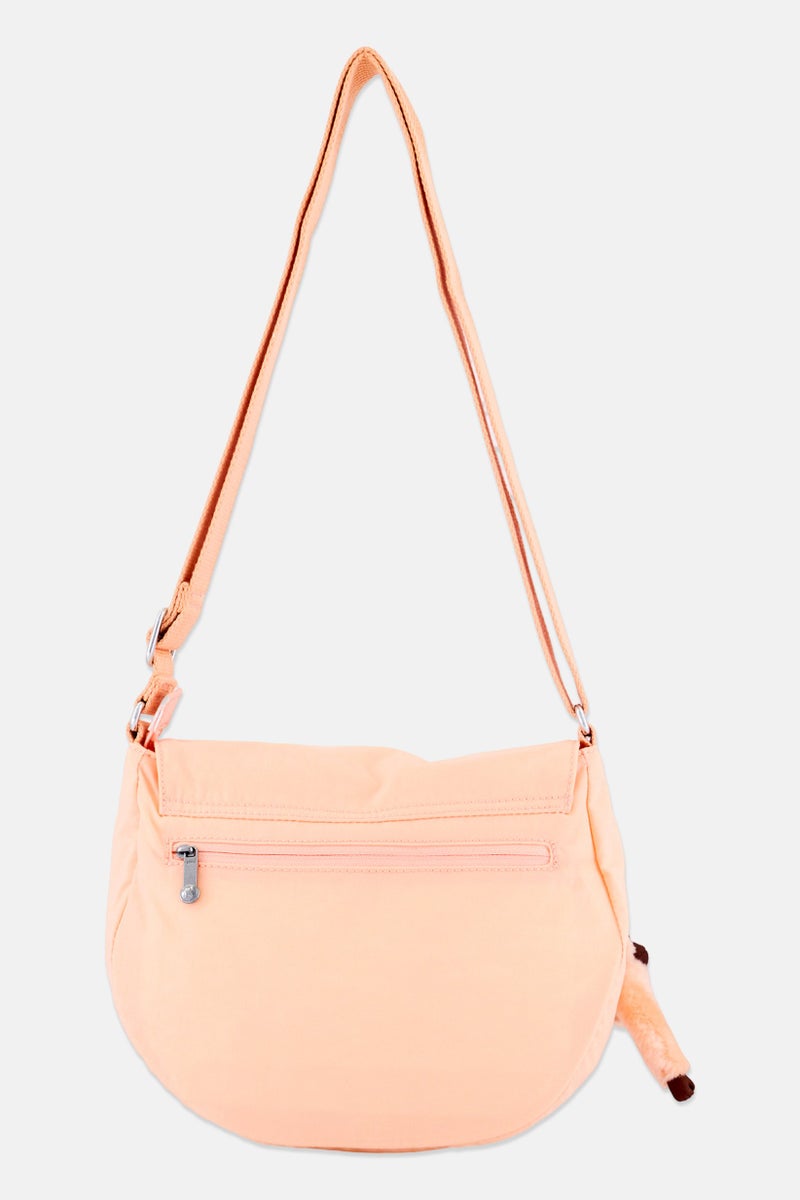 kipling Women Brand Logo Cross Body Bag With Keyring, Peach - Image 3