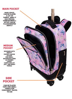 Wires 3 Piece Kids School Trolley Bag laptop compartment 4 Wheels With Lunch bag & Pencil Case  - Image 4