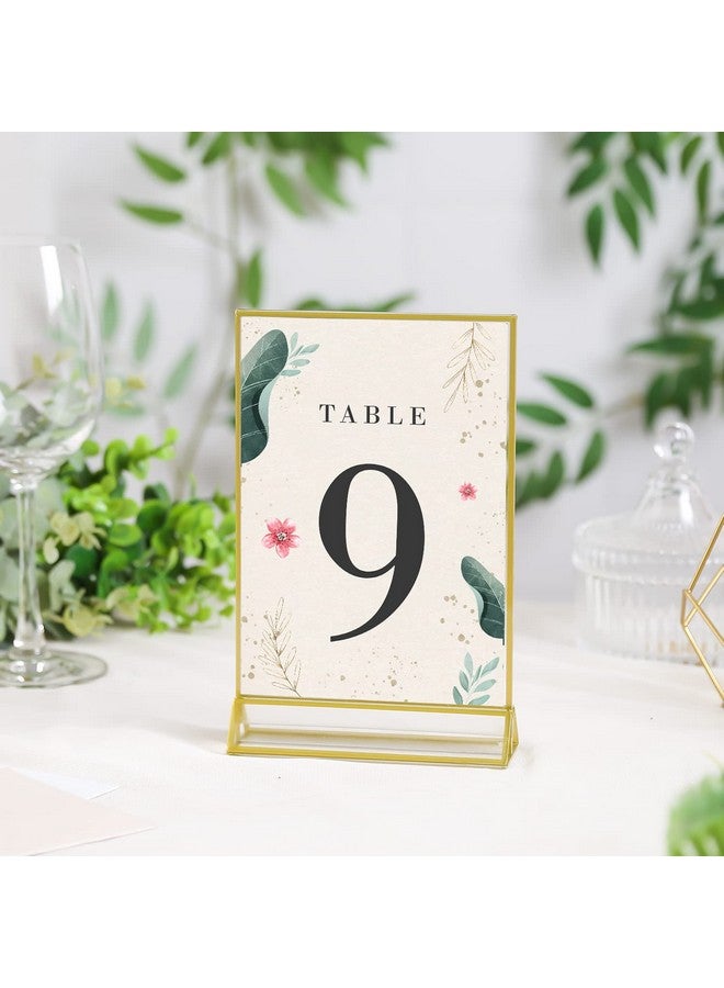 UNIQOOO UNIQOOO Acrylic Sign Holders with Golden Border, Portrait View, Pack of 12 | 4x6 Inches Double Sided Clear Frame, Perfect for Wedding reception, Centerpiece, Decoration, Party,Anniversary, Event  - Image 2
