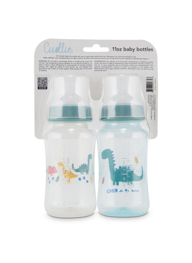 كادلي زجاجات أطفال فاخرة - عبوة من قطعتين - 11 أونصة، على شكل ساعة رملية، مطبوعات مرحة للأولاد والبنات، غطاء شفاف - خالية من مادة BPA - Image 2