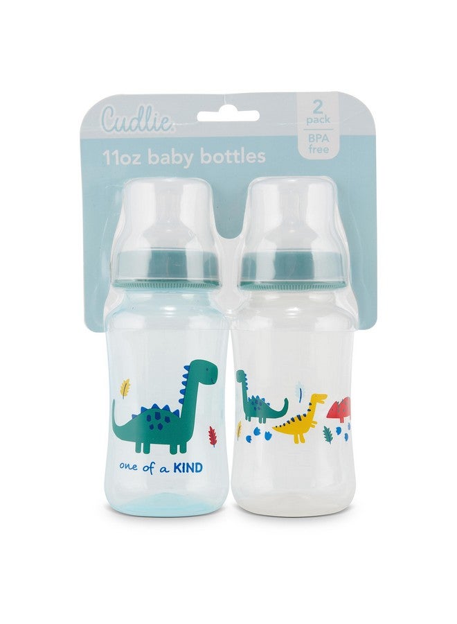 كادلي زجاجات أطفال فاخرة - عبوة من قطعتين - 11 أونصة، على شكل ساعة رملية، مطبوعات مرحة للأولاد والبنات، غطاء شفاف - خالية من مادة BPA - Image 1