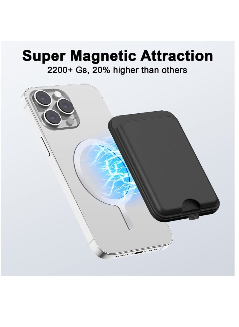 Magnetic Wallet Compatible with Mag-safe, Adjustable Magsafe Wallet Stand PU Leather Compatible with iPhone 14 Pro Max/14 Pro/14 Plus/14/13 Pro Max/13 Pro/13/12 Pro Max/12 Pro/12, Black  - Image 2