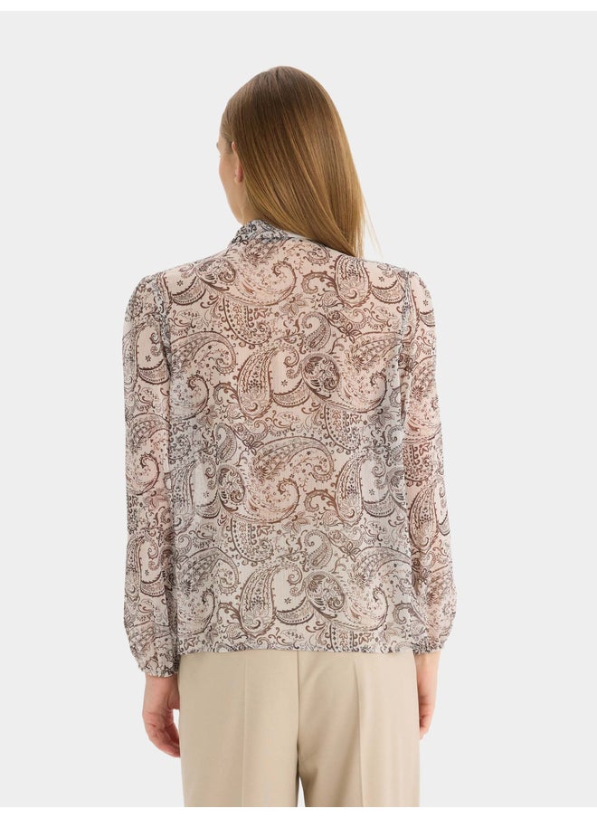 DeFacto DeFacto Regular Fit Bow Collar Shawl Patterned Chiffon Long Sleeve Shirt  - Image 5