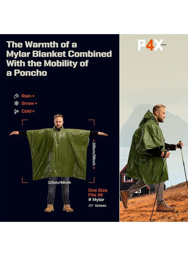 Orange 3 Pack Emergency Reversible Raincoat Blanket Reflective Warm Insulated Survival Gear - Image 3