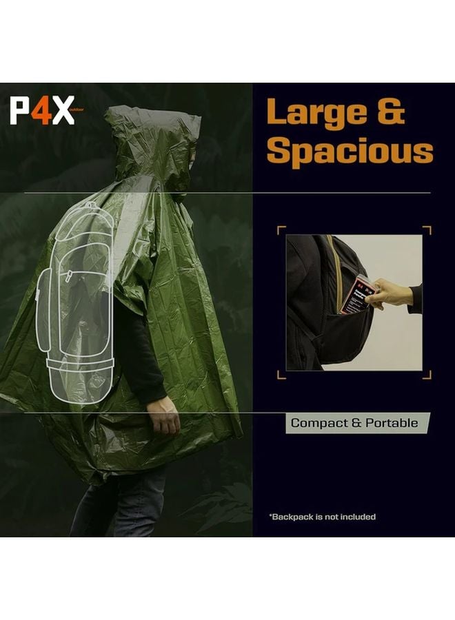 Orange 3 Pack Emergency Reversible Raincoat Blanket Reflective Warm Insulated Survival Gear - Image 5
