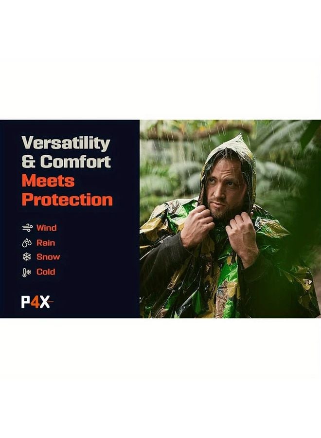 Orange 3 Pack Emergency Reversible Raincoat Blanket Reflective Warm Insulated Survival Gear - Image 4