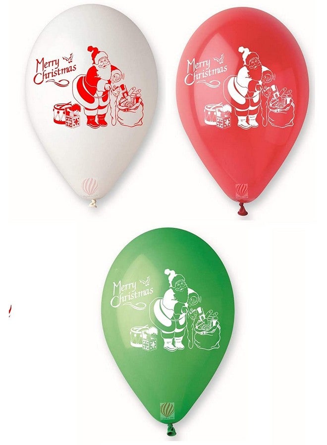 HK Balloons 50PCS christmas decorations items Balloons for Party Decorations, Red White And Green Latex Balloons for Christmas Party Supplies Favors, Santa Balloon Decoration Printed Balloons - Image 1