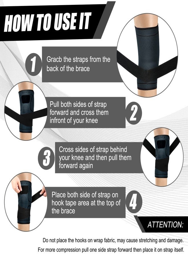 NEENCA Knee Braces for Knee Pain- 2 Pack Knee Sleeves for Pain Relief Set, Knee Compression Sleeves with Adjustable Straps for Best Fit, for Sports, Runner, Meniscus Tear, ACL, Arthritis, Joint Pain.. - Image 5