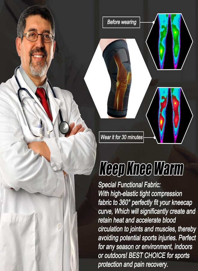 NEENCA Knee Braces for Knee Pain- 2 Pack Knee Sleeves for Pain Relief Set, Knee Compression Sleeves with Adjustable Straps for Best Fit, for Sports, Runner, Meniscus Tear, ACL, Arthritis, Joint Pain.. - Image 3