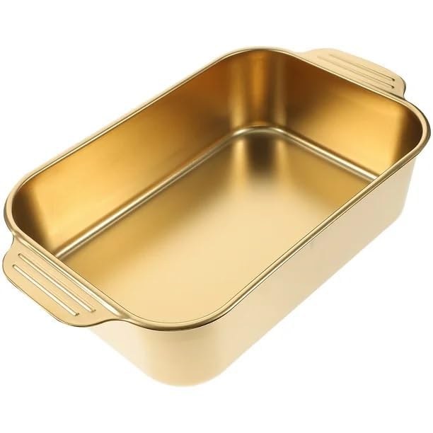 PIPULSE Serving Trays for Parties Serving Platters for Parties Elegant Dinner Plate Stainless Steel Serving Rectangular Deep Roaster Tray for Oven Toasting Turkey Cooking Casserole, & Dishwasher - Image 1