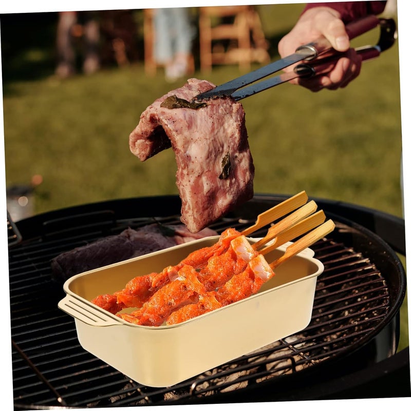 PIPULSE Serving Trays for Parties Serving Platters for Parties Elegant Dinner Plate Stainless Steel Serving Rectangular Deep Roaster Tray for Oven Toasting Turkey Cooking Casserole, & Dishwasher - Image 4