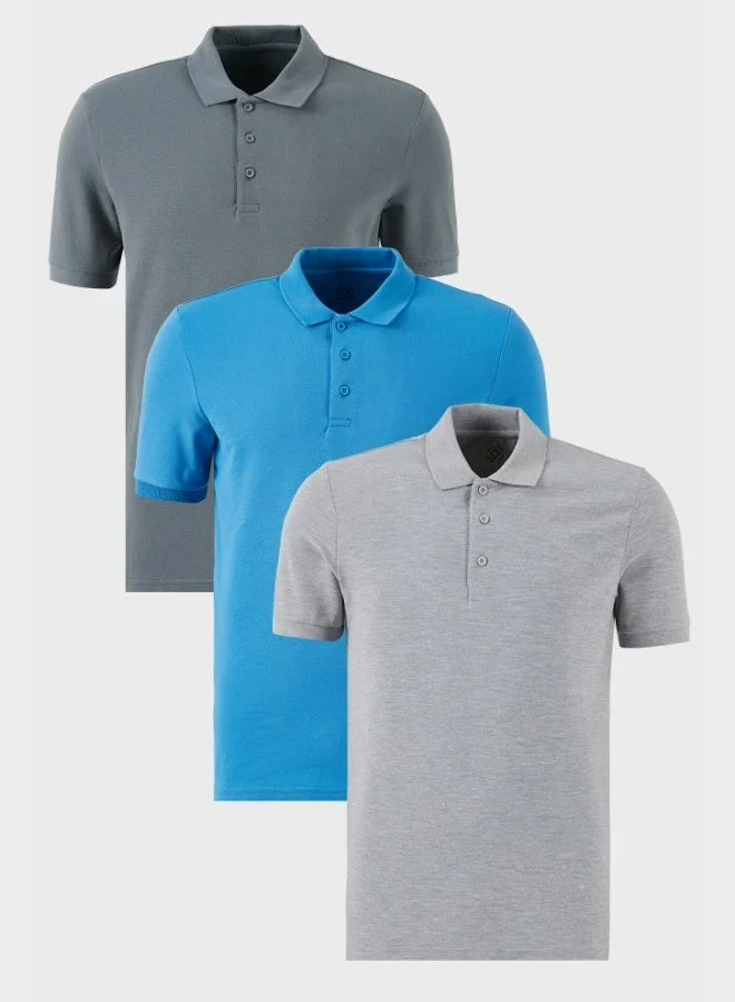 Buratti  Buratti Cotton Regular Fit Button-Down Polo Collar 3-Pack T-Shirt Men's T-SHIRT 5902127S3 for Men | Best Price UAE