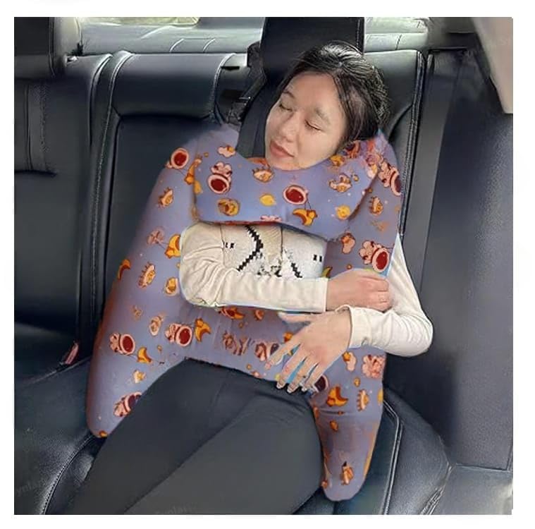 DAGDIYA DAGDIYA HShape Car Sleeping Head Support Travel Neck Rest Car Seat Pillow for Kids Infants Ergonomic Head Body Support for Safe Comfortable Sleep Multicolor Pack of 2 - Image 1