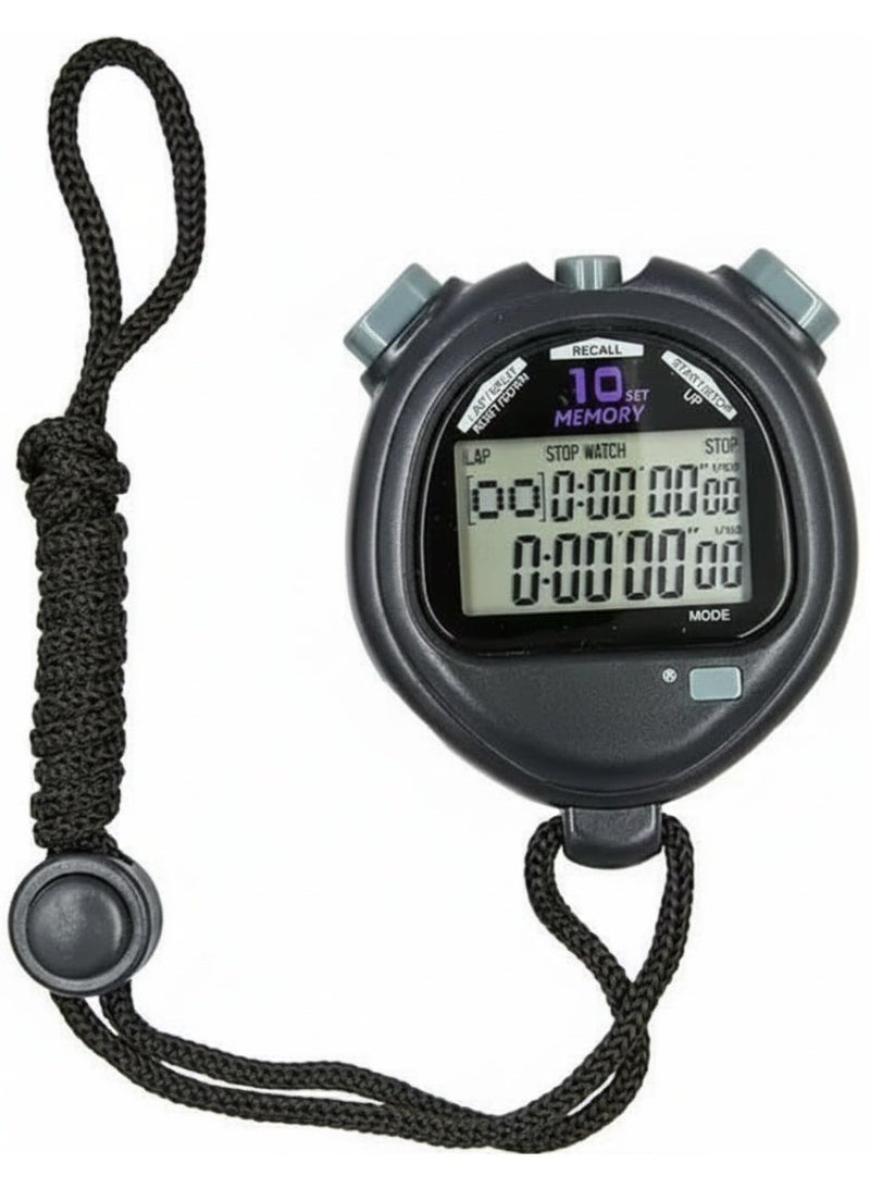 Digital Stopwatch, Electronic Stopwatch with Countdown 10-Day Memory, Multi-Function Interval Timer - Image 1