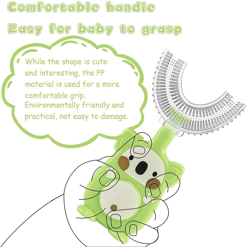 tekme Manual U Shaped Toothbrush For Kids, Food Grade Soft Silicone Brush Head, 360? Oral Teeth Cleaning Tools, Children Infant U Shape Toothbrush (6-12 Years Koala Shape), Multicolor - Image 4
