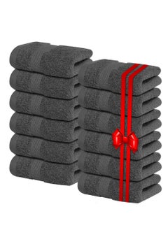 Infinitee Xclusives Infinitee Xclusives [12 Pack] Premium Grey Wash Cloths and Face Towels, 13 x 13 Inches (33 x 33cm) 100% Cotton, Soft and Absorbent Washcloths Set - Perfect for Bathroom, Gym, and Spa  - Image 1