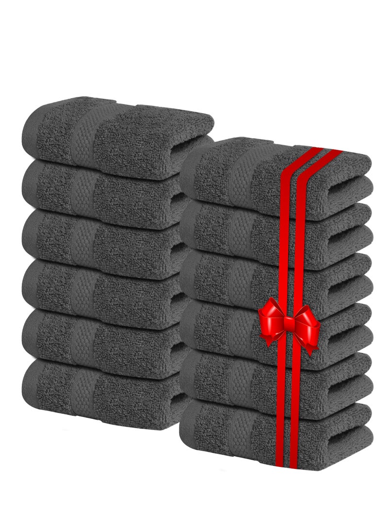 إنفينيتي اكسكلوسيفز - Infinitee Xclusives [12 Pack] پریمیم گرے واش کپڑے اور چہرے کے تولیے، 13 x 13 انچ (33 x 33cm) 100% سوتی، نرم اور جاذب واش کلاتھ سیٹ - باتھ روم، جم اور سپا کے لیے بہترین - Image 1