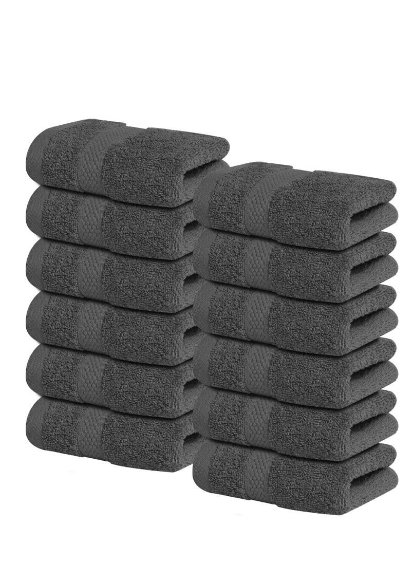 Infinitee Xclusives Infinitee Xclusives [12 Pack] Premium Grey Wash Cloths and Face Towels, 13 x 13 Inches (33 x 33cm) 100% Cotton, Soft and Absorbent Washcloths Set - Perfect for Bathroom, Gym, and Spa  - Image 1