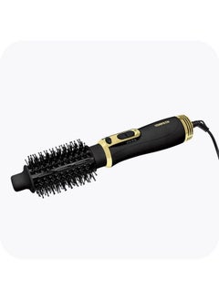 Cosmopolitan Hot Air Hair Styler And Brush Blow Dryer Brush 3 Heat & Cool Settings Portable Hairdryer & Styler To Dry Curl Straighten & Volumize Beauty & Personal Care Tool 700W Black & Gold  - Image 1