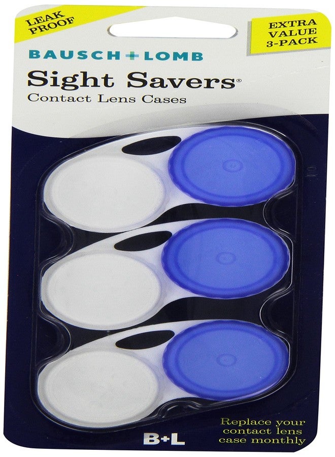 Bausch + Lomb Sight Savers Contact Lens Case by Bausch & Lomb, Compact, Durable, Leak Proof, Pack of 3 - Image 1
