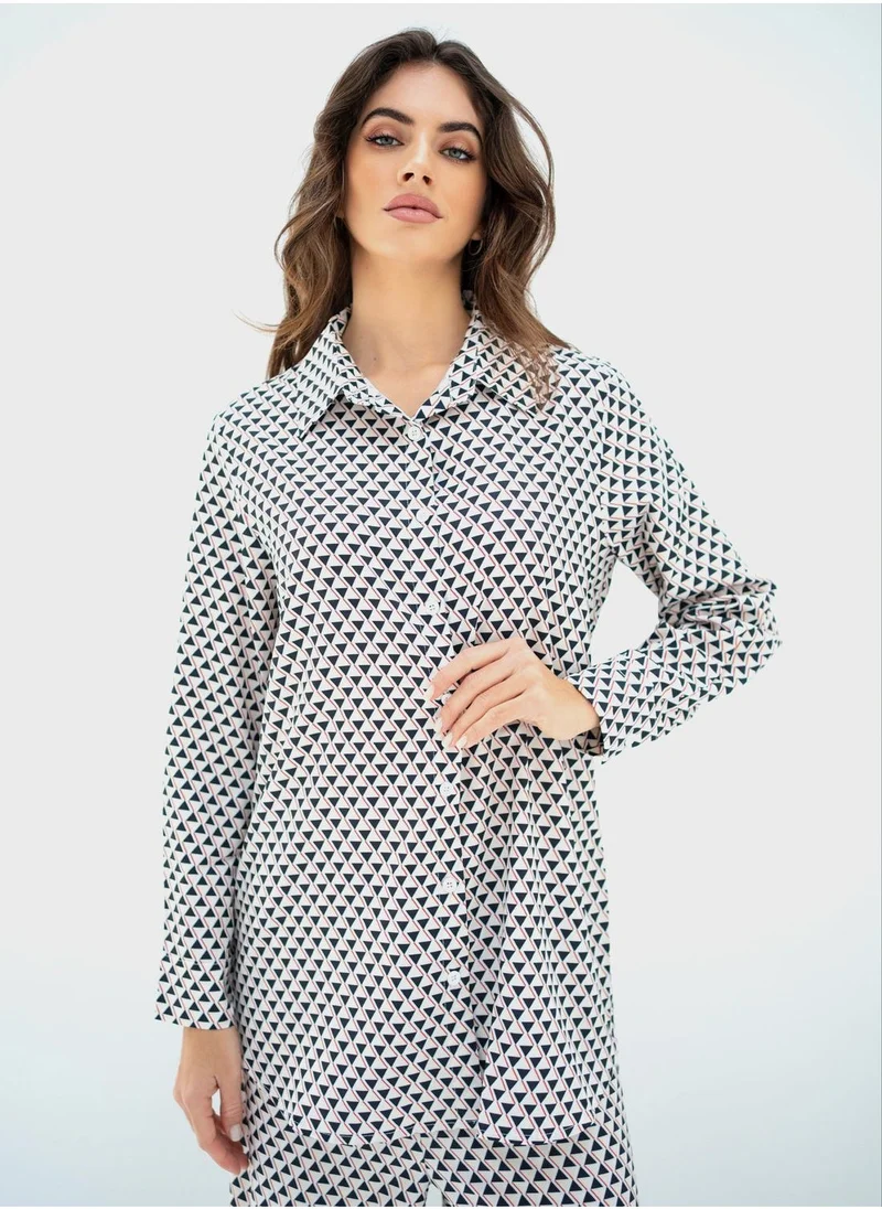 Hassal Button Down Shirt And High Waist Pants Set