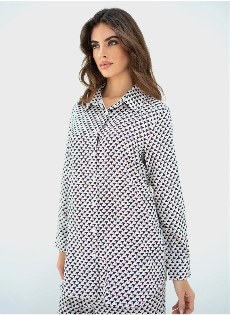 Hassal Button Down Shirt And High Waist Pants Set
