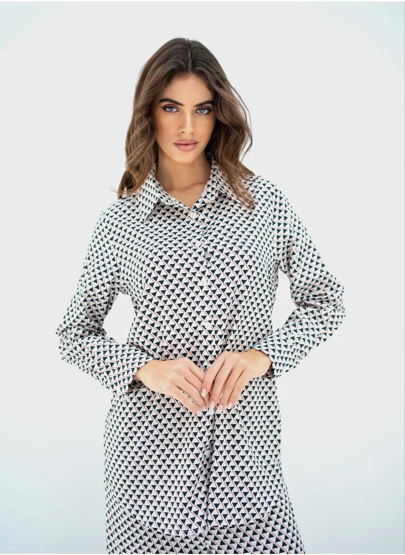 Hassal Button Down Shirt And High Waist Pants Set