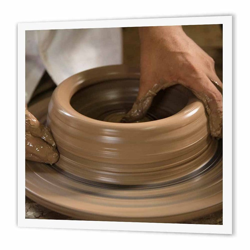 3dRose ht_86881_3 Nicaragua, Catarina. Pottery Wheel & Clay Sa14 Jme0128 John & Lisa Merrill Iron on Heat Transfer, 10 by 10", for White Material - Image 1