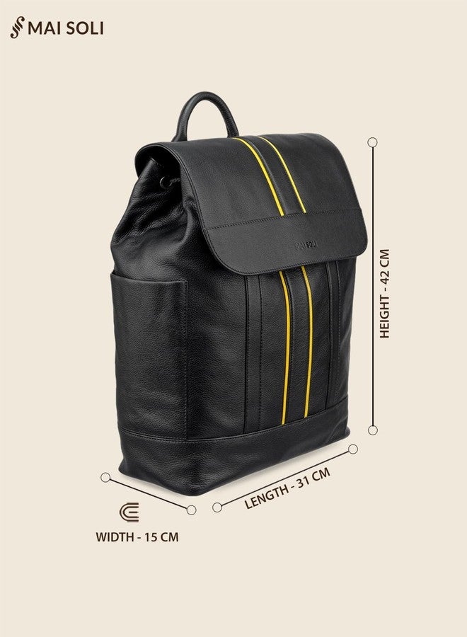 MAI SOLI Boston Genuine Leather Black Large Backpack - Image 3