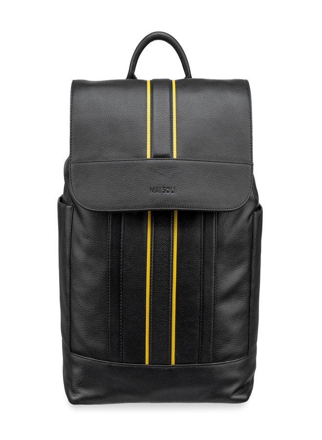 MAI SOLI Boston Genuine Leather Black Large Backpack - Image 1