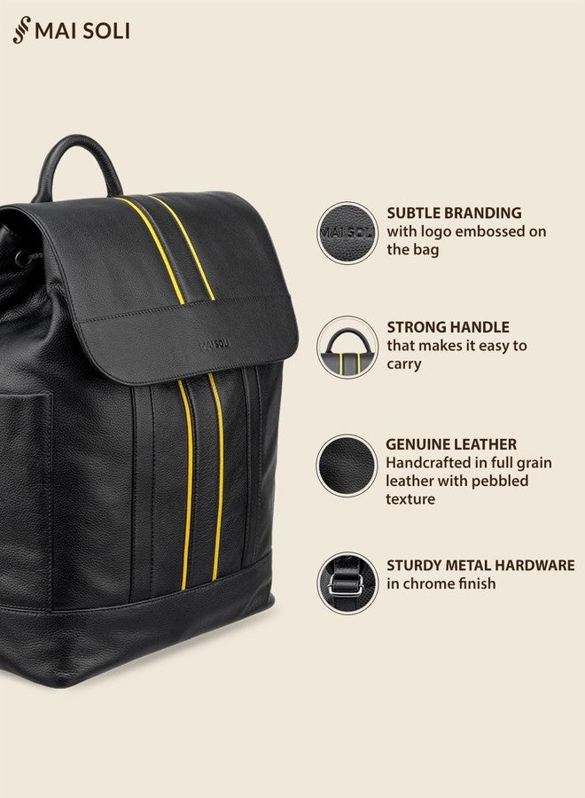 MAI SOLI Boston Genuine Leather Black Large Backpack - Image 4