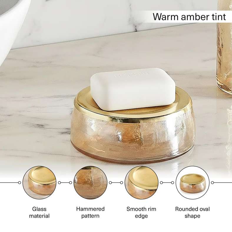 Pan Home Enigma Glass Soap Dish - Gold - Image 2
