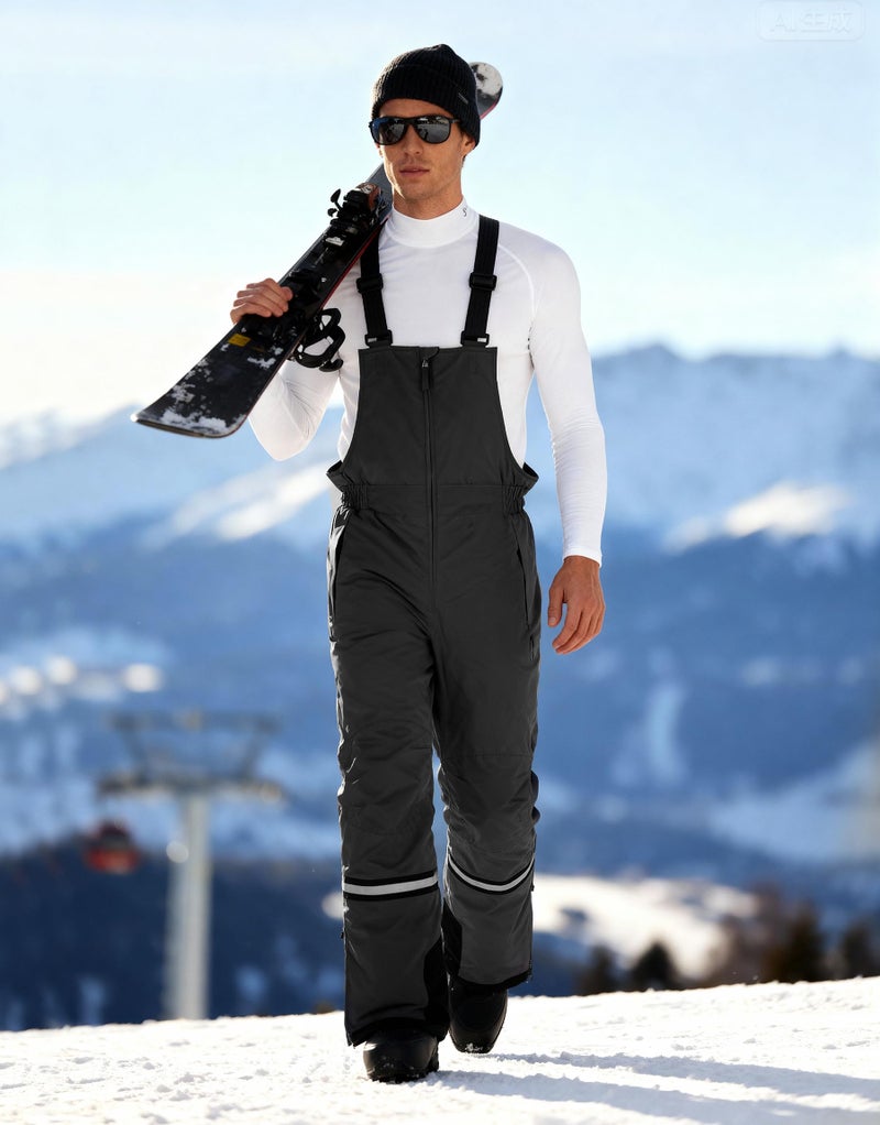 wantdo Men's Snow Ski Pants Bibs Overalls Waterproof Insulated Snowboard Pants Winter Warm Outdoor Hiking Pants Black Large - Image 2