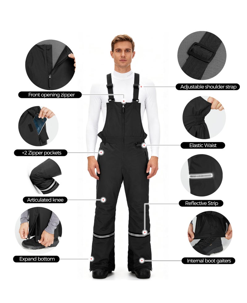 wantdo Men's Snow Ski Pants Bibs Overalls Waterproof Insulated Snowboard Pants Winter Warm Outdoor Hiking Pants Black Large - Image 5